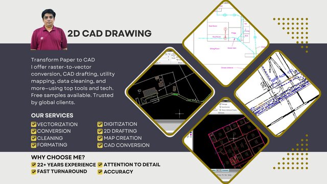 I will draw, trace, digitize 2D architectural plan to CAD map from raster, image, or paper